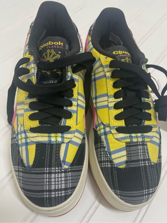 Reebok Shoes - Reebok x Clueless Plaid Low-Top Sneakers - Yellow, Black & Pink women size 5.5
